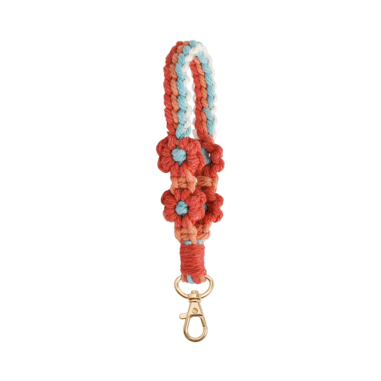 Wholesale Hand Woven Small Daisy Cotton Rope Keychain